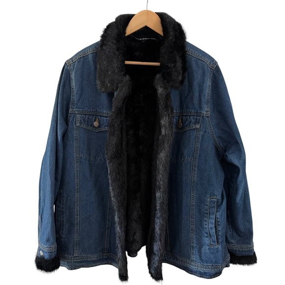 Marvin Richards Faux Fur Lined Denim Jacket Women’s Size 1X - Picture 6 of 15